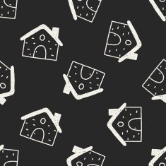 doodle house seamless pattern background N21