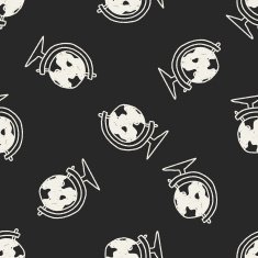 Doodle Globe seamless pattern background N9