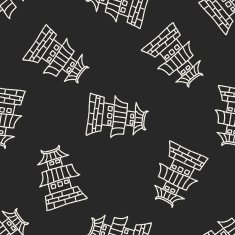 doodle architecture seamless pattern background N2