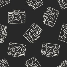 doodle camera seamless pattern background N10