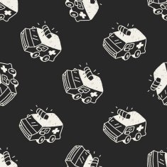 doodle ambulance seamless pattern background N5