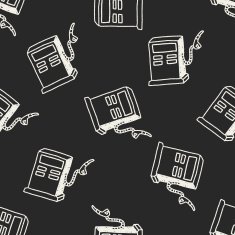 Doodle Gas station seamless pattern background