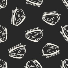 Doodle Train seamless pattern background N3