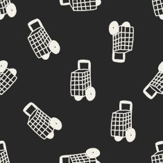 Doodle Shopping cart seamless pattern background N2