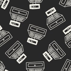 Doodle Checkout Machine seamless pattern background