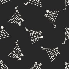 Doodle Shopping cart seamless pattern background N3