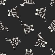 Doodle Shopping cart seamless pattern background N4