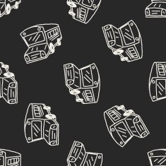 Doodle Bus seamless pattern background N2