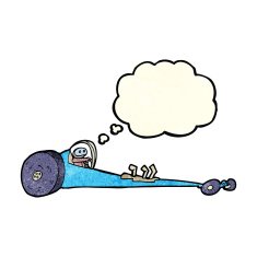 cartoon drag racer with thought bubble N2