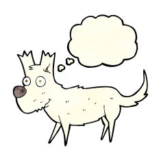 cartoon cute little dog with thought bubble N3