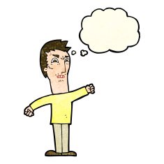 cartoon annoyed man with thought bubble N20