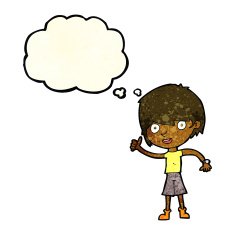 cartoon boy with positive attitude thought bubble N5
