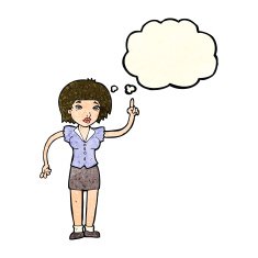 cartoon woman with idea thought bubble N62