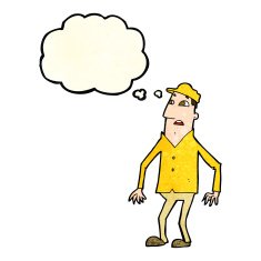 cartoon shocked man with thought bubble N30