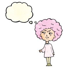 cartoon old lady with thought bubble N3