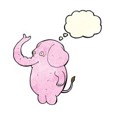 cartoon funny elephant with thought bubble N6