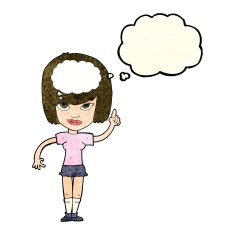 cartoon woman with idea thought bubble N63
