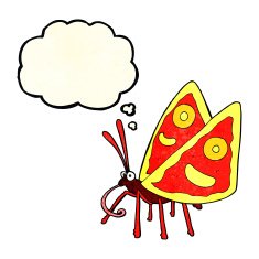 cartoon funny butterfly with thought bubble N3