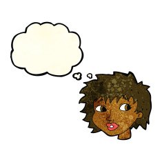 cartoon surprised woman with thought bubble N67