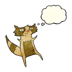 cartoon raccoon with thought bubble N3
