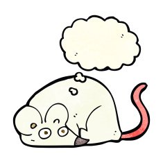 cartoon white mouse with thought bubble N2