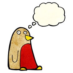 cartoon robin with thought bubble N4