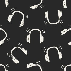 Doodle Headphone seamless pattern background N9