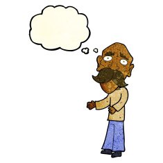 cartoon lonely old man with thought bubble N3