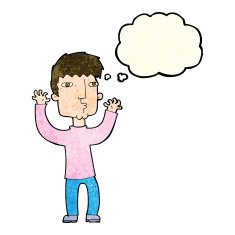 cartoon anxious man with thought bubble N3