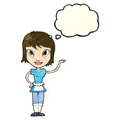 cartoon maid with thought bubble N11