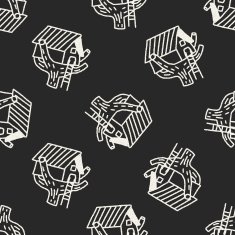 Doodle Treehouse seamless pattern background