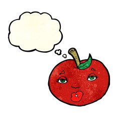 cartoon apple with face thought bubble N4