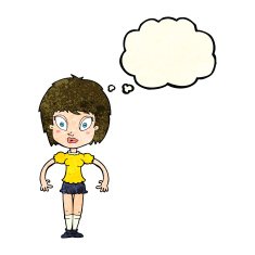 cartoon pretty girl with thought bubble N29