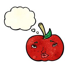 cartoon apple with face thought bubble N5