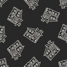 doodle house seamless pattern background N25