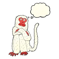 cartoon monkey with thought bubble N8