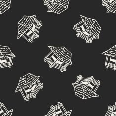 doodle house seamless pattern background N26