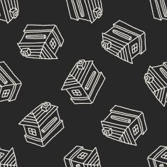 doodle house seamless pattern background N28
