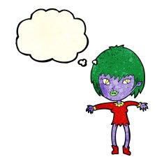 cartoon vampire girl with thought bubble N60