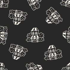 doodle house seamless pattern background N30