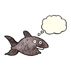 cartoon fish with thought bubble N19