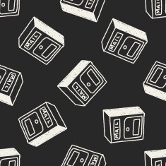 Doodle Mailbox seamless pattern background