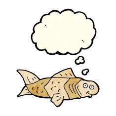 cartoon funny fish with thought bubble N4