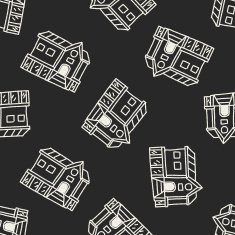 doodle house seamless pattern background N31