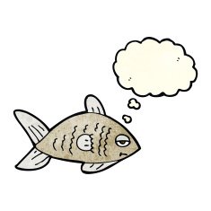 cartoon funny fish with thought bubble N5