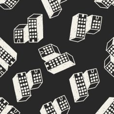 doodle house seamless pattern background N33