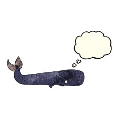 cartoon whale with thought bubble N6