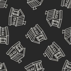 doodle house seamless pattern background N34