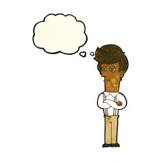 cartoon annoyed man with thought bubble N21