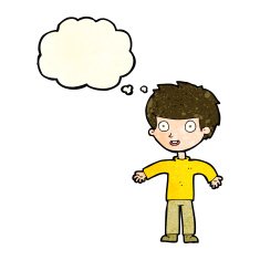 cartoon happy man with thought bubble N113